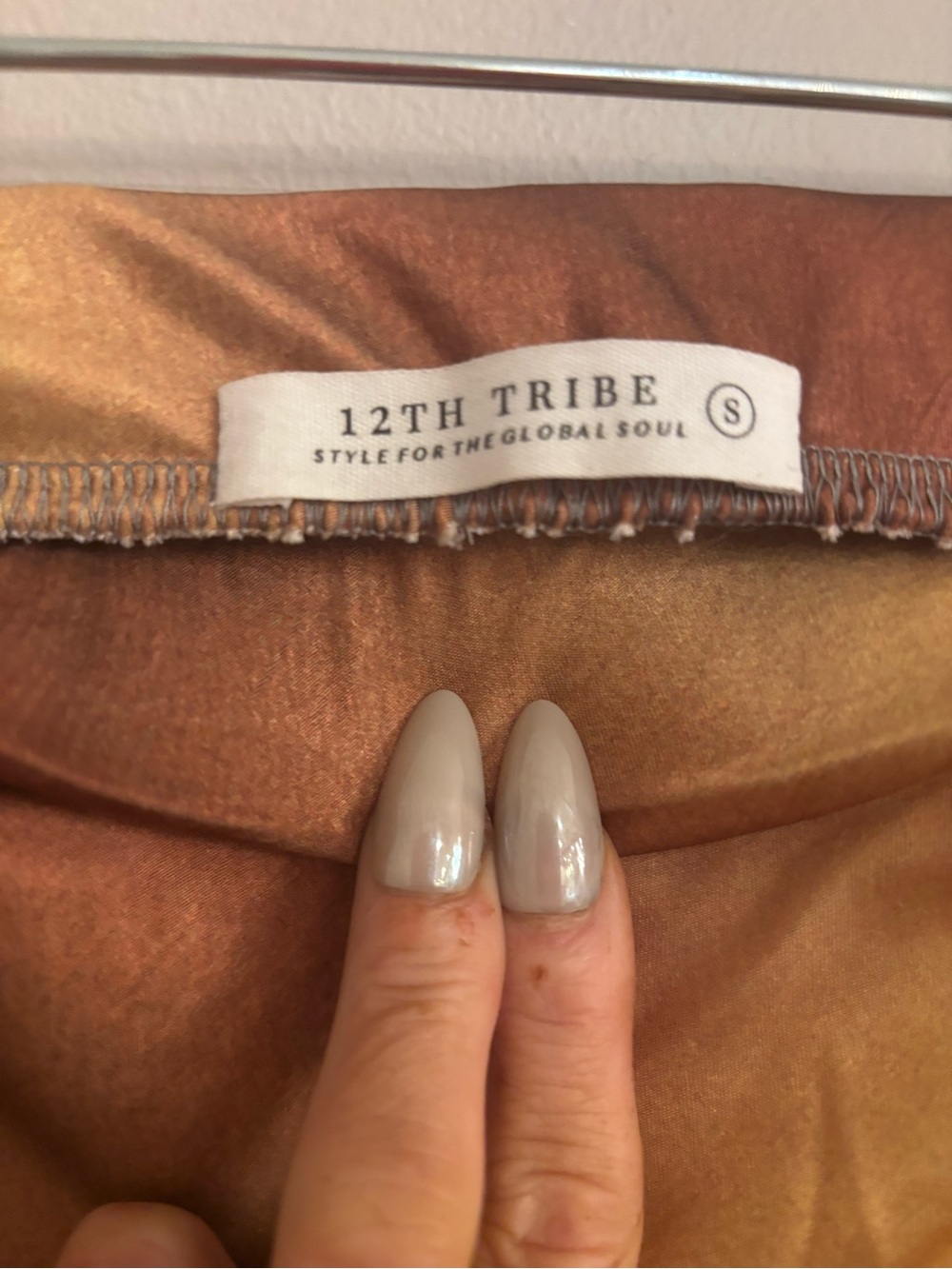12th Tribe Satin Ombre Maxi Skirt in Gold, Brown and Gray - Picture 3 of 7